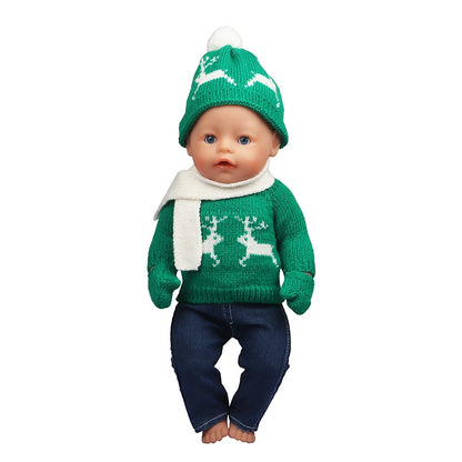 Christmas Doll Clothes Suit For American 18 Inch Girl Doll Cute Outfit Dress Seet For 43Cm Baby New Born&Our generation Doll Toy