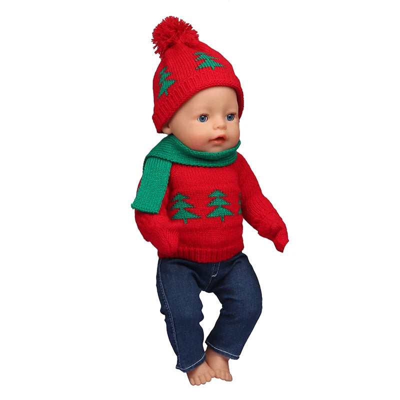 Christmas Doll Clothes Suit For American 18 Inch Girl Doll Cute Outfit Dress Seet For 43Cm Baby New Born&Our generation Doll Toy