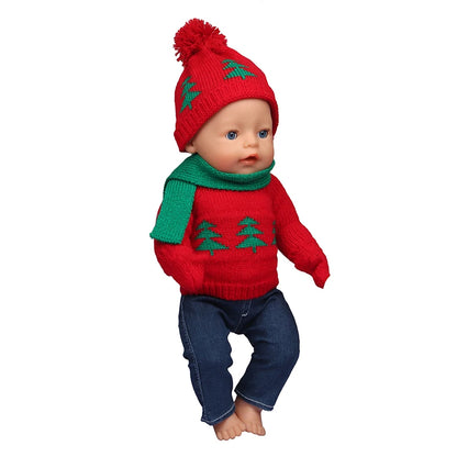 Christmas Doll Clothes Suit For American 18 Inch Girl Doll Cute Outfit Dress Seet For 43Cm Baby New Born&Our generation Doll Toy