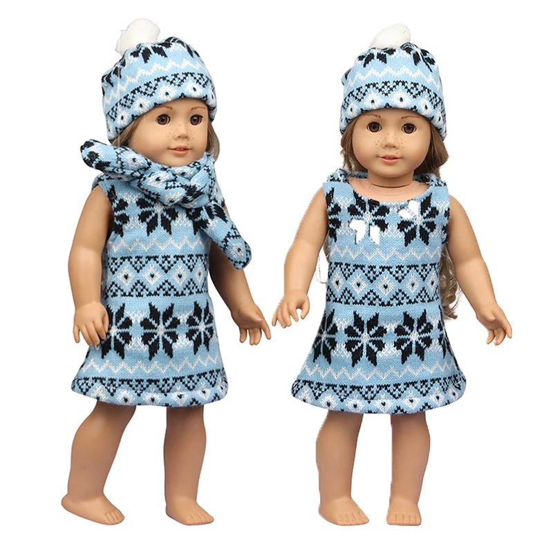 Christmas Doll Clothes Suit For American 18 Inch Girl Doll Cute Outfit Dress Seet For 43Cm Baby New Born&Our generation Doll Toy