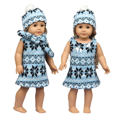 Christmas Doll Clothes Suit For American 18 Inch Girl Doll Cute Outfit Dress Seet For 43Cm Baby New Born&Our generation Doll Toy