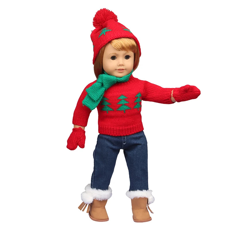 Christmas Doll Clothes Suit For American 18 Inch Girl Doll Cute Outfit Dress Seet For 43Cm Baby New Born&Our generation Doll Toy