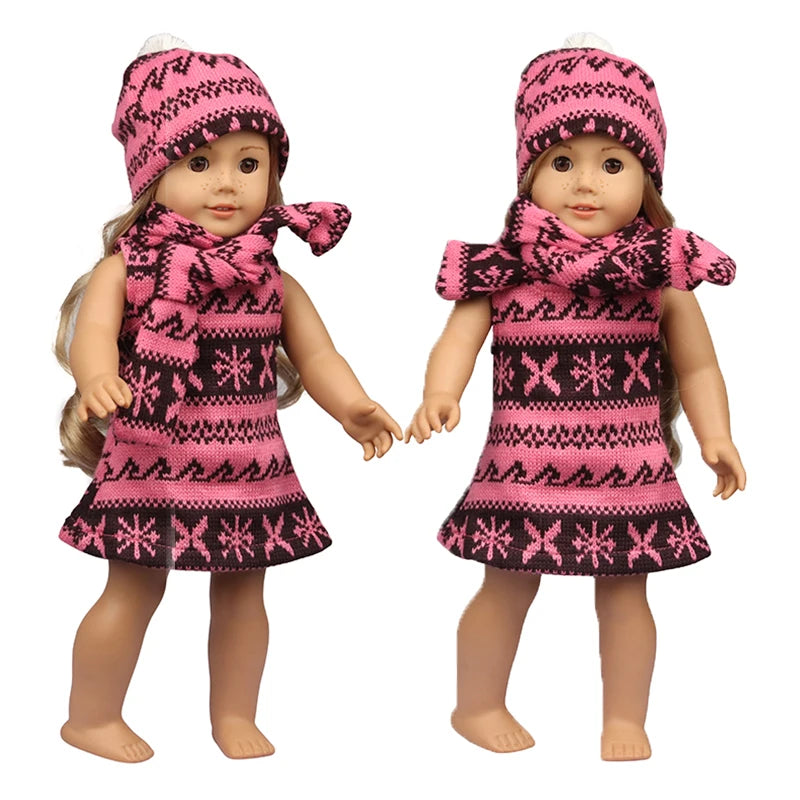 Christmas Doll Clothes Suit For American 18 Inch Girl Doll Cute Outfit Dress Seet For 43Cm Baby New Born&Our generation Doll Toy