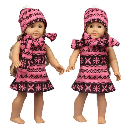 Christmas Doll Clothes Suit For American 18 Inch Girl Doll Cute Outfit Dress Seet For 43Cm Baby New Born&Our generation Doll Toy