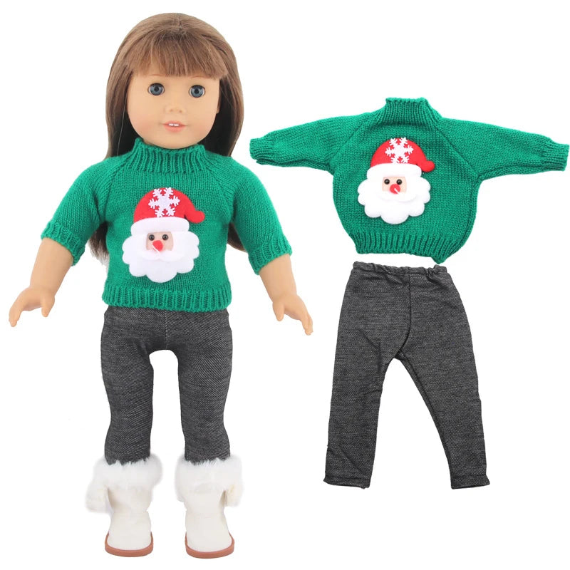 Christmas Doll Clothes Suit For American 18 Inch Girl Doll Cute Outfit Dress Seet For 43Cm Baby New Born&Our generation Doll Toy