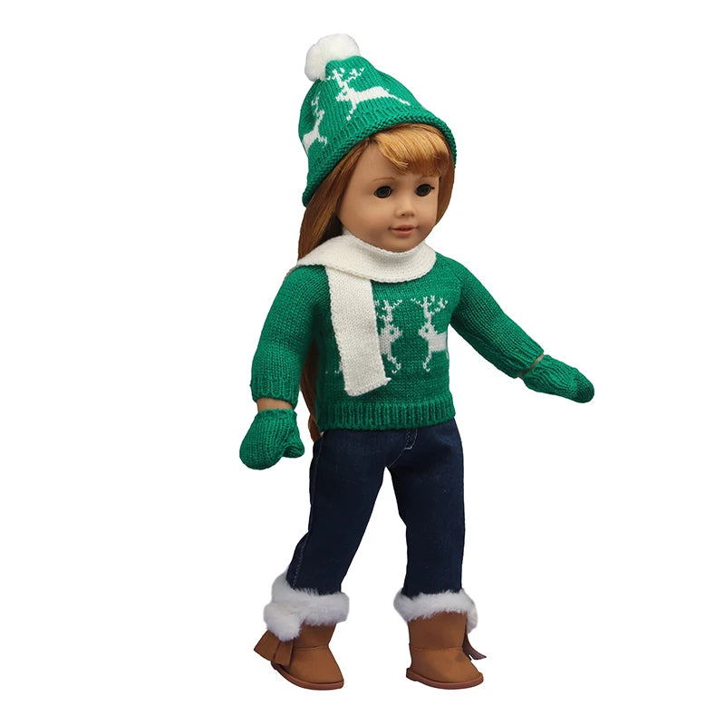 Christmas Doll Clothes Suit For American 18 Inch Girl Doll Cute Outfit Dress Seet For 43Cm Baby New Born&Our generation Doll Toy