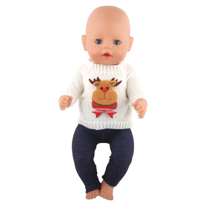 Christmas Doll Clothes Suit For American 18 Inch Girl Doll Cute Outfit Dress Seet For 43Cm Baby New Born&Our generation Doll Toy