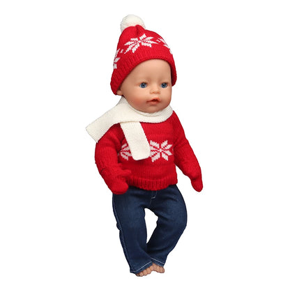 Christmas Doll Clothes Suit For American 18 Inch Girl Doll Cute Outfit Dress Seet For 43Cm Baby New Born&Our generation Doll Toy