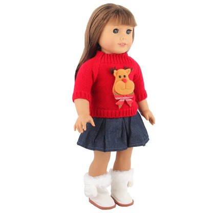 Christmas Doll Clothes Suit For American 18 Inch Girl Doll Cute Outfit Dress Seet For 43Cm Baby New Born&Our generation Doll Toy