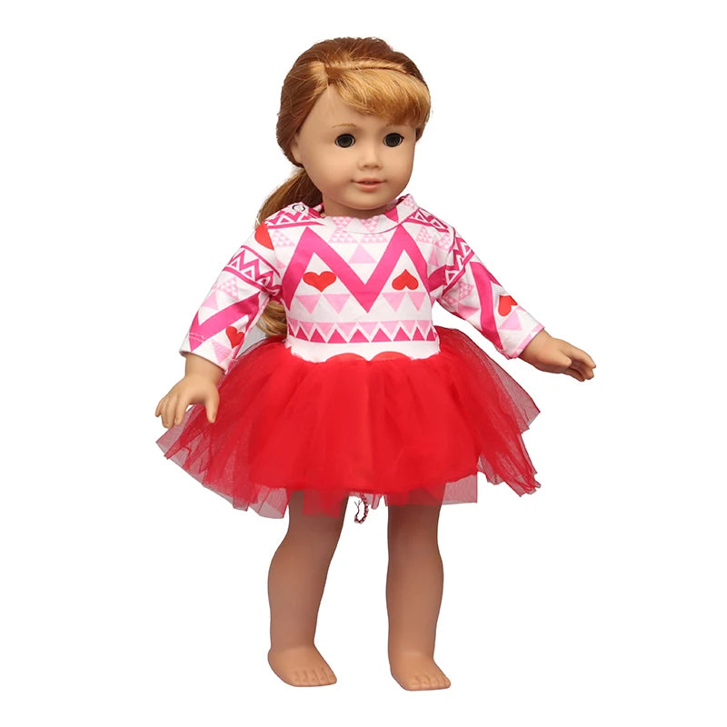 Christmas Doll Clothes Suit For American 18 Inch Girl Doll Cute Outfit Dress Seet For 43Cm Baby New Born&Our generation Doll Toy