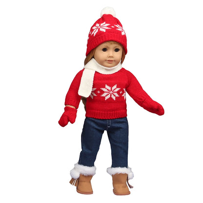 Christmas Doll Clothes Suit For American 18 Inch Girl Doll Cute Outfit Dress Seet For 43Cm Baby New Born&Our generation Doll Toy