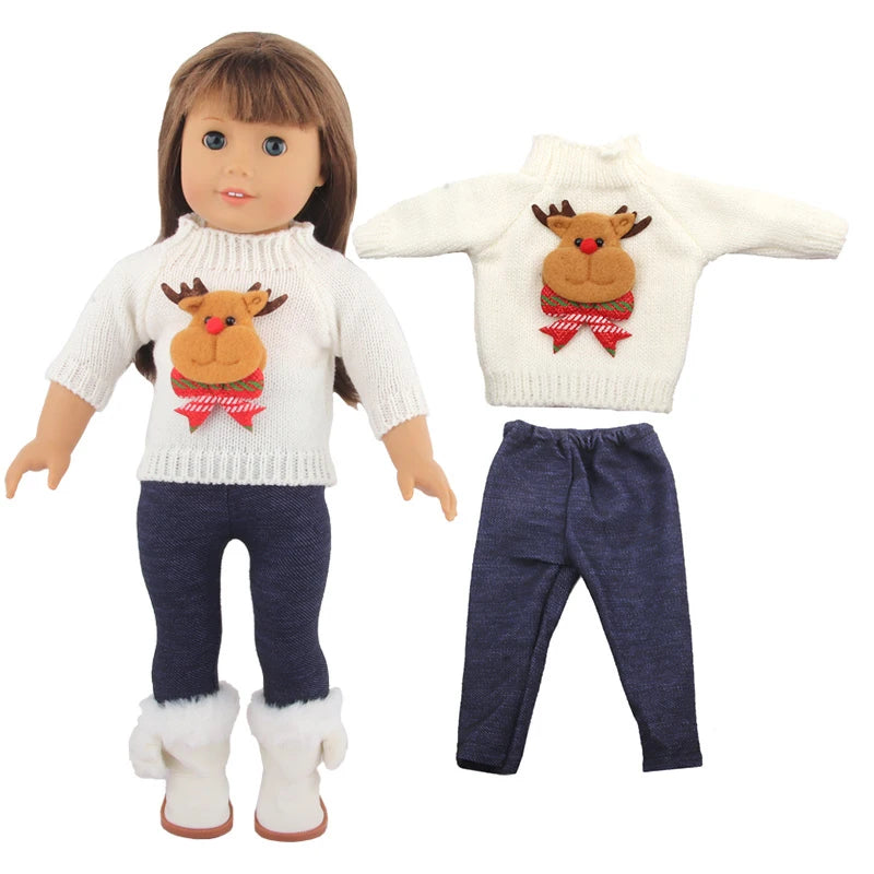 Christmas Doll Clothes Suit For American 18 Inch Girl Doll Cute Outfit Dress Seet For 43Cm Baby New Born&Our generation Doll Toy