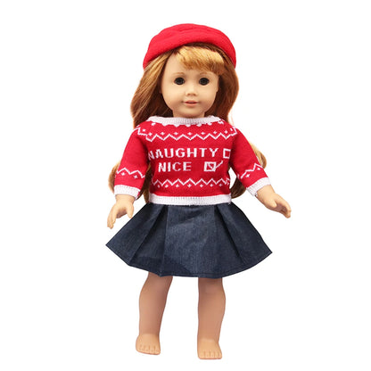 Christmas Doll Clothes Suit For American 18 Inch Girl Doll Cute Outfit Dress Seet For 43Cm Baby New Born&Our generation Doll Toy