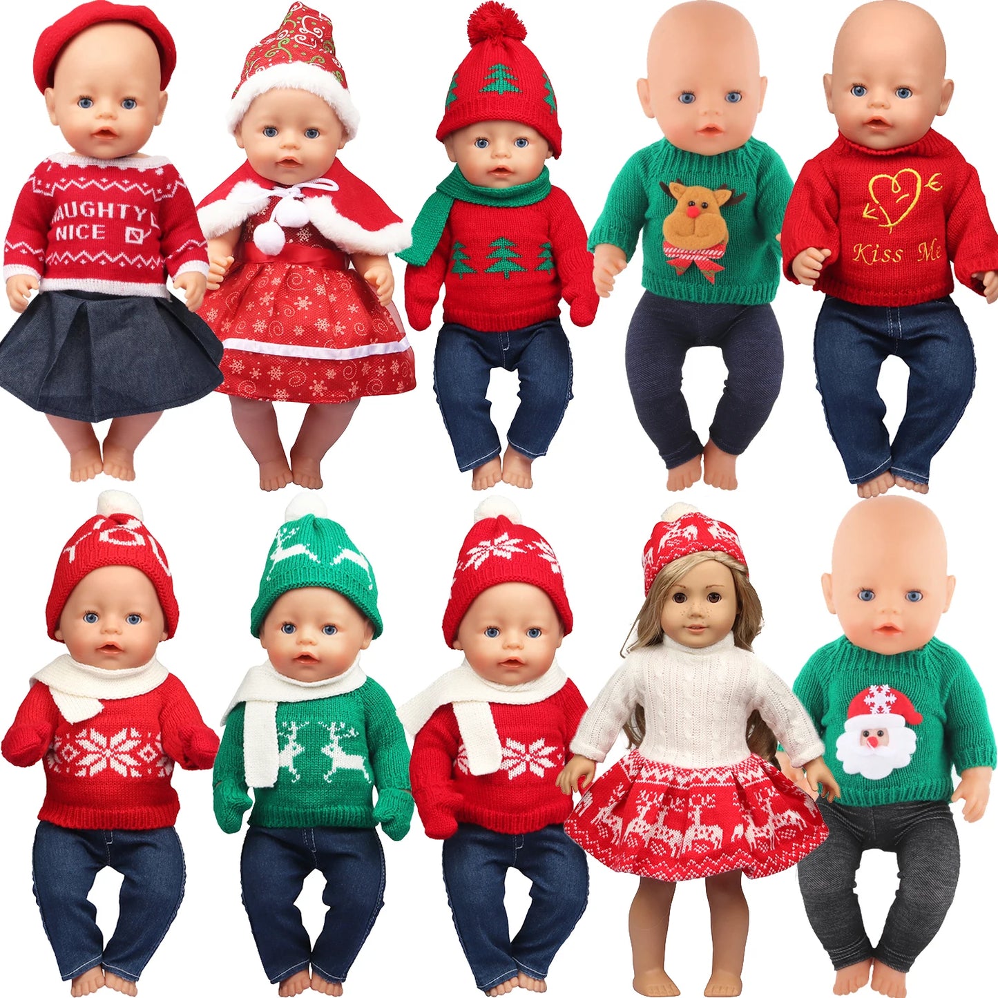 Christmas Doll Clothes Suit For American 18 Inch Girl Doll Cute Outfit Dress Seet For 43Cm Baby New Born&Our generation Doll Toy