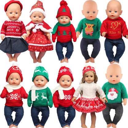 Christmas Doll Clothes Suit For American 18 Inch Girl Doll Cute Outfit Dress Seet For 43Cm Baby New Born&Our generation Doll Toy