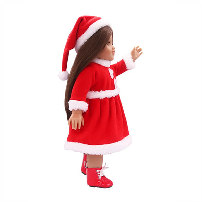 Christmas Doll Clothes Suit For American 18 Inch Girl Doll Cute Outfit Dress Seet For 43Cm Baby New Born&Our generation Doll Toy