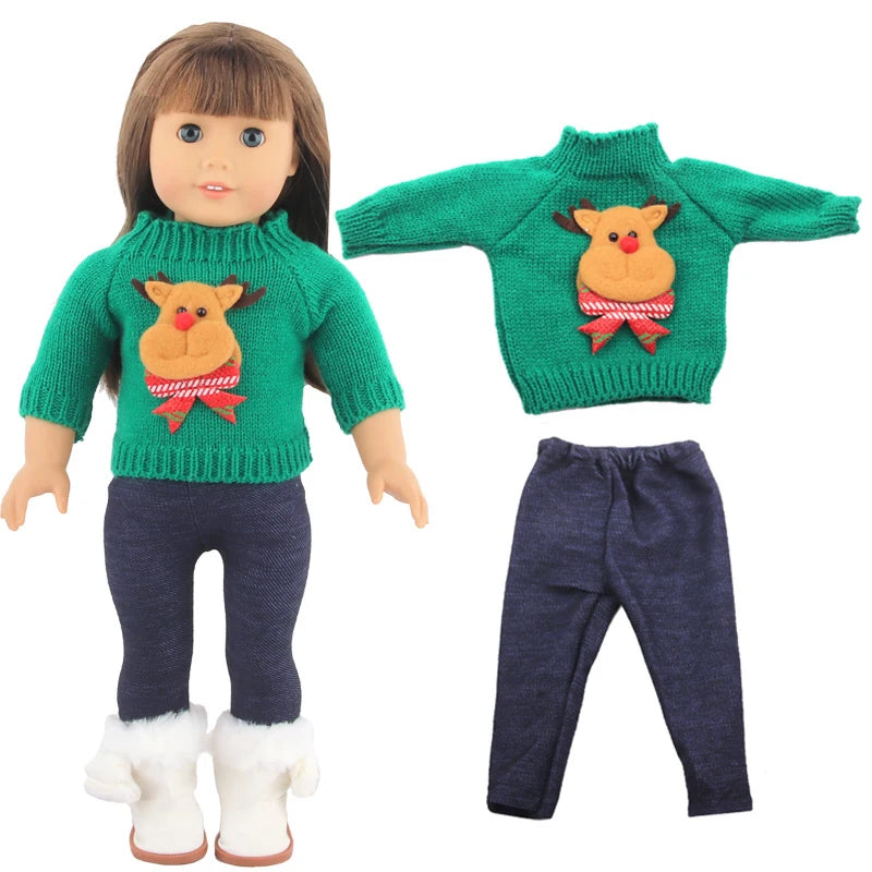 Christmas Doll Clothes Suit For American 18 Inch Girl Doll Cute Outfit Dress Seet For 43Cm Baby New Born&Our generation Doll Toy