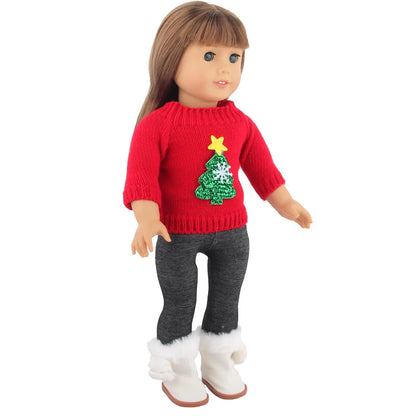 Christmas Doll Clothes Suit For American 18 Inch Girl Doll Cute Outfit Dress Seet For 43Cm Baby New Born&Our generation Doll Toy