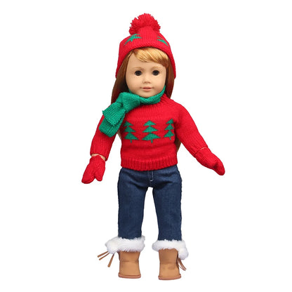 Christmas Doll Clothes Suit For American 18 Inch Girl Doll Cute Outfit Dress Seet For 43Cm Baby New Born&Our generation Doll Toy