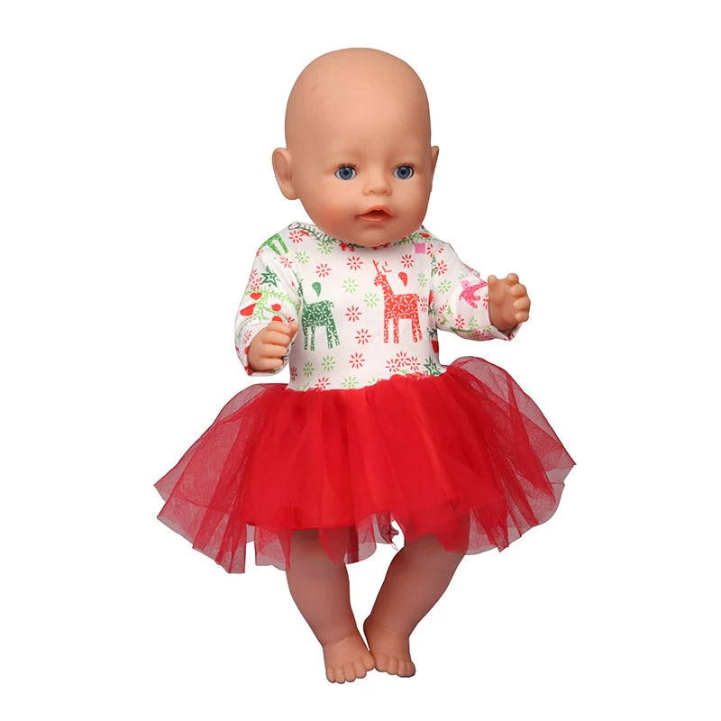 Christmas Doll Clothes Suit For American 18 Inch Girl Doll Cute Outfit Dress Seet For 43Cm Baby New Born&Our generation Doll Toy