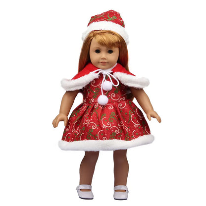 Christmas Doll Clothes Suit For American 18 Inch Girl Doll Cute Outfit Dress Seet For 43Cm Baby New Born&Our generation Doll Toy