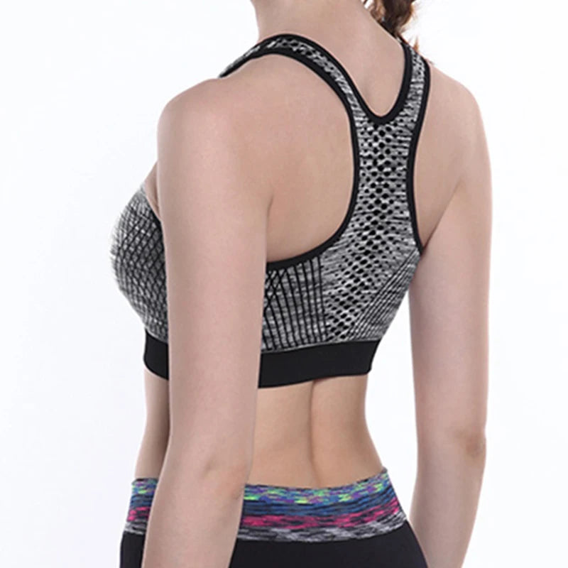 Breathable Sports Bra Top Fitness Women Brassiere Shockproof Padded Sport Bra Top Running Athletic Gym Push Up Bras Anti-sweat