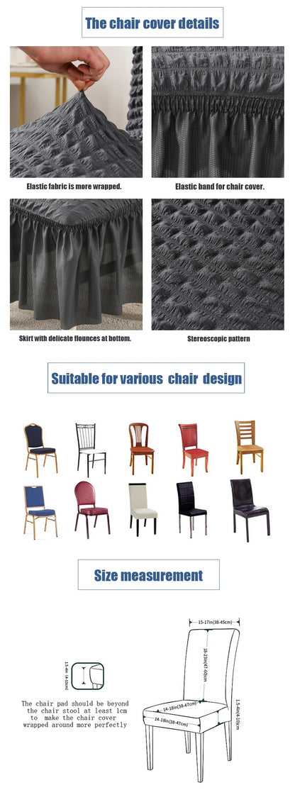 high quality Seersucker chair cover for dining room banquet chair slipcover stretch chair skirt elastic wedding chair decoration