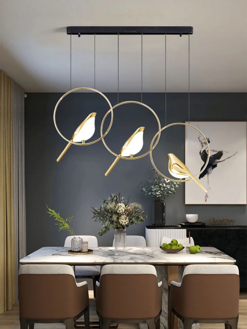 Nomi Chandelier birds chandelier Restaurant kitchen postmodern Decoration lustre design Creative golden animal pendent lamp