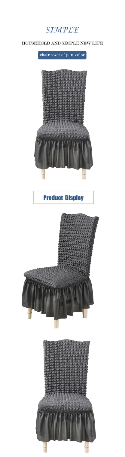 high quality Seersucker chair cover for dining room banquet chair slipcover stretch chair skirt elastic wedding chair decoration