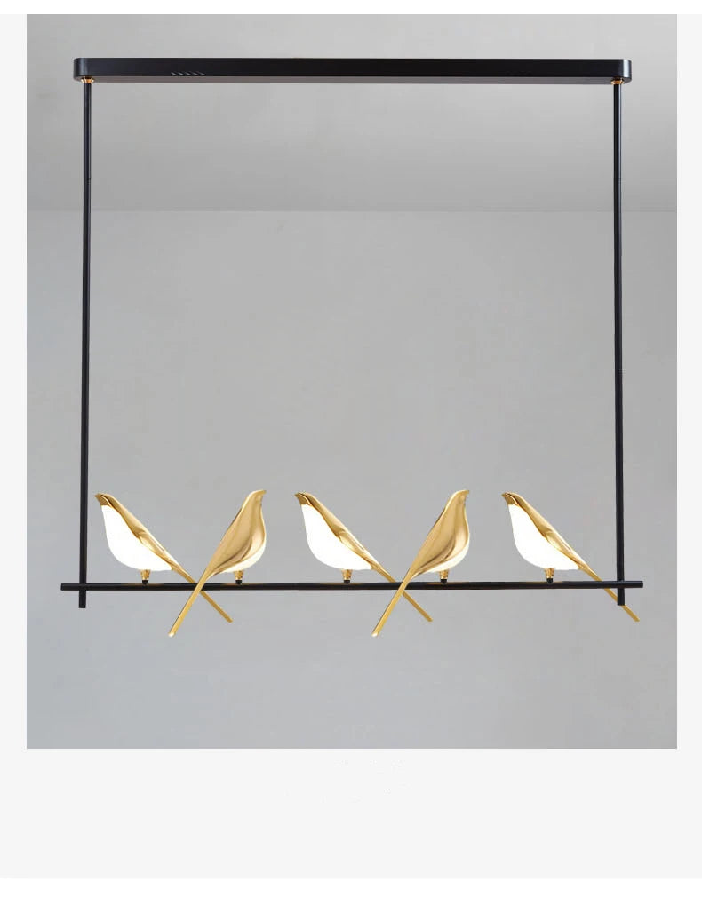 Nomi Chandelier birds chandelier Restaurant kitchen postmodern Decoration lustre design Creative golden animal pendent lamp