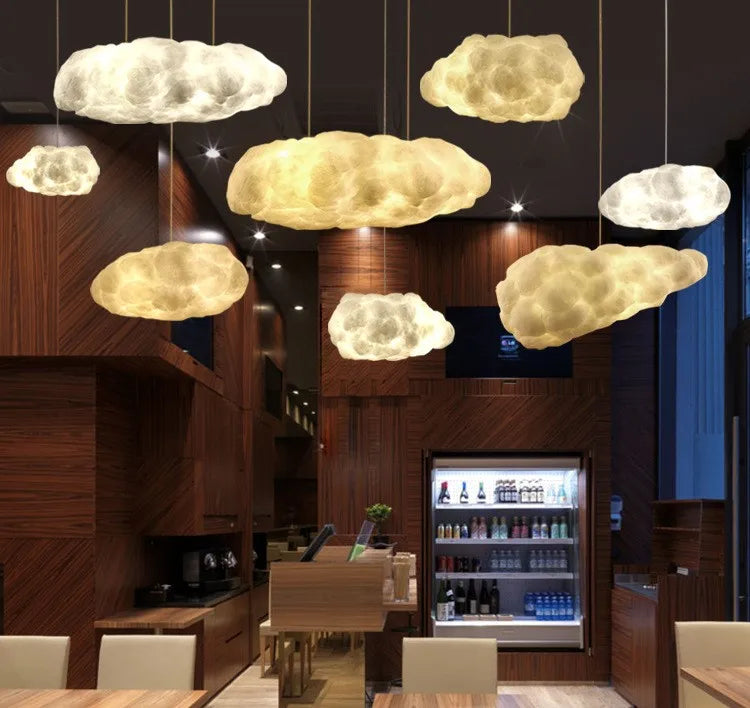 Nordic clound chandelier Creative Led white chandelier Bedroom Coffee Shop Restaurant Cloud Art Cute kids room decoration light