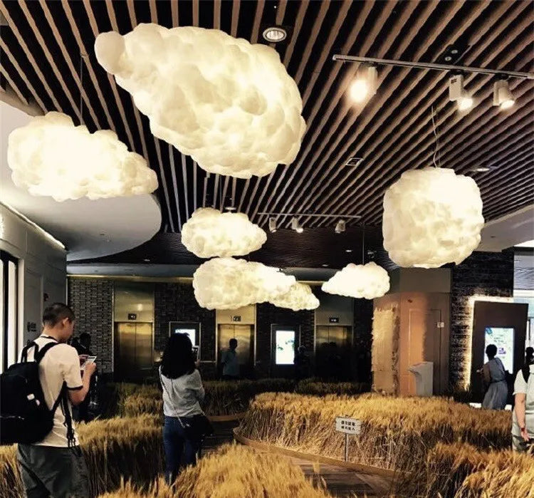 Nordic clound chandelier Creative Led white chandelier Bedroom Coffee Shop Restaurant Cloud Art Cute kids room decoration light
