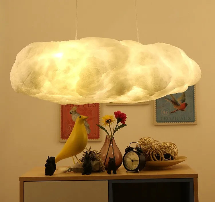Nordic clound chandelier Creative Led white chandelier Bedroom Coffee Shop Restaurant Cloud Art Cute kids room decoration light
