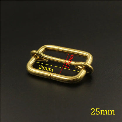 Brass Tri-glides Bar Buckle Slider Sliding Center Bar Strap Adjuster Buckle for Leather Craft Bag Shoulder Belt Strap Webbing