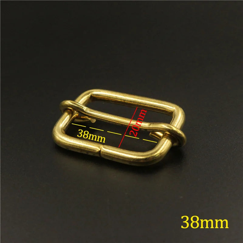 Brass Tri-glides Bar Buckle Slider Sliding Center Bar Strap Adjuster Buckle for Leather Craft Bag Shoulder Belt Strap Webbing