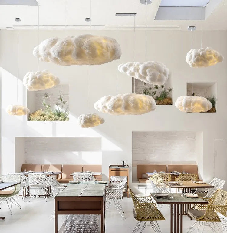 Nordic clound chandelier Creative Led white chandelier Bedroom Coffee Shop Restaurant Cloud Art Cute kids room decoration light