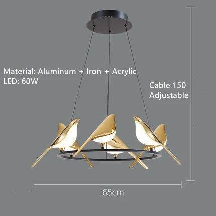 Nomi Chandelier birds chandelier Restaurant kitchen postmodern Decoration lustre design Creative golden animal pendent lamp