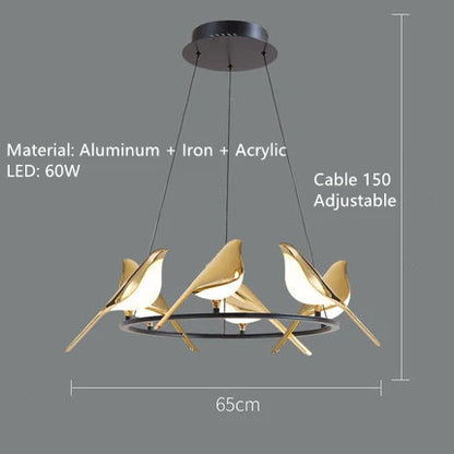 Nomi Chandelier birds chandelier Restaurant kitchen postmodern Decoration lustre design Creative golden animal pendent lamp