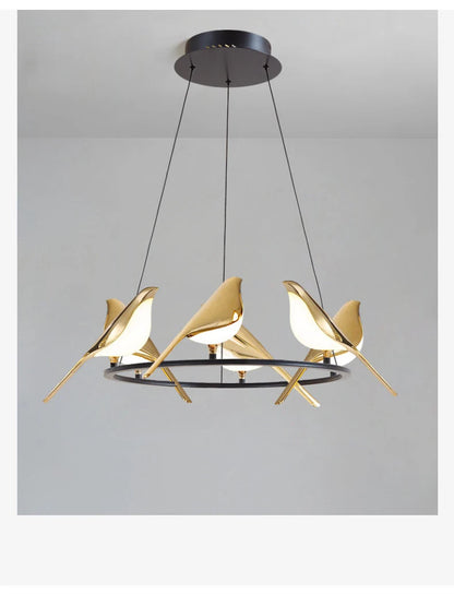 Nomi Chandelier birds chandelier Restaurant kitchen postmodern Decoration lustre design Creative golden animal pendent lamp