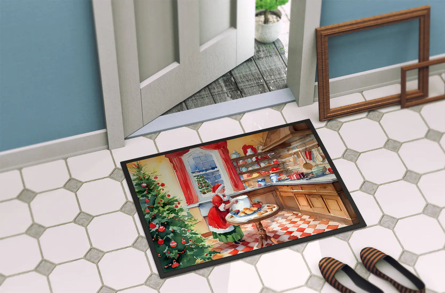 Cookies with Santa Claus Mrs. Claus Doormat
