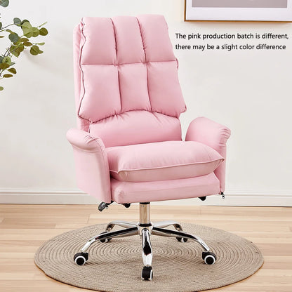 2025 New gaming chair pink office computer chair comfortable soft  gamer chair PU Leather chair Rotating recliner with footrest