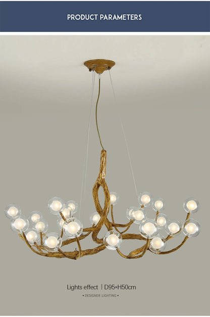 Tree Branch Chandelier Lustre Salon Design antique vintage lamp glass lampshade resin lamp for Living Room dining table light