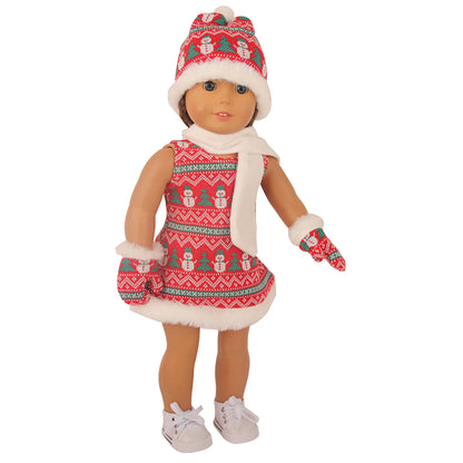 Christmas Doll Clothes Suit For American 18 Inch Girl Doll Cute Outfit Dress Seet For 43Cm Baby New Born&Our generation Doll Toy