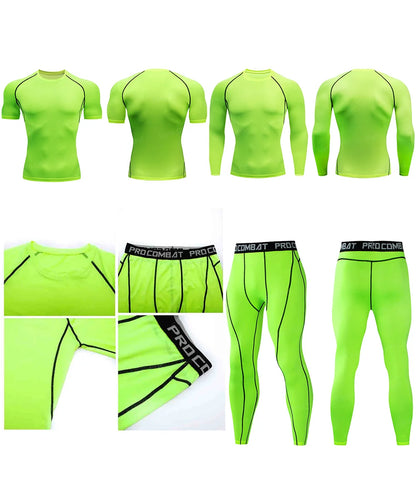 Gym Fitness T shirt Men's Short Sleeve Summer Boxing Jersey Legging Men Rashguard Compression Pants Quick Dry Tight T-shirts Men