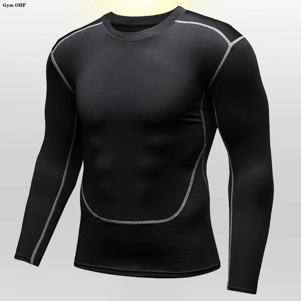 Gym Fitness T shirt Men's Short Sleeve Summer Boxing Jersey Legging Men Rashguard Compression Pants Quick Dry Tight T-shirts Men