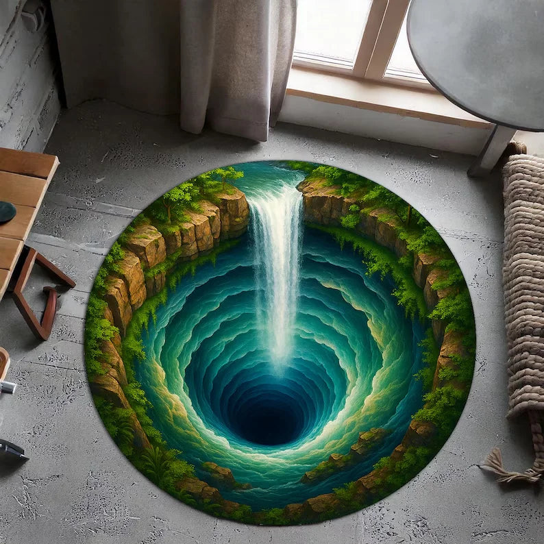 3D Rug Round Rug Big Crack Rug Deep Hole Rugs Illusion Rug Huge Crack Rug Optical Illusion Rug Water Rug 3D Look Crack Rugs