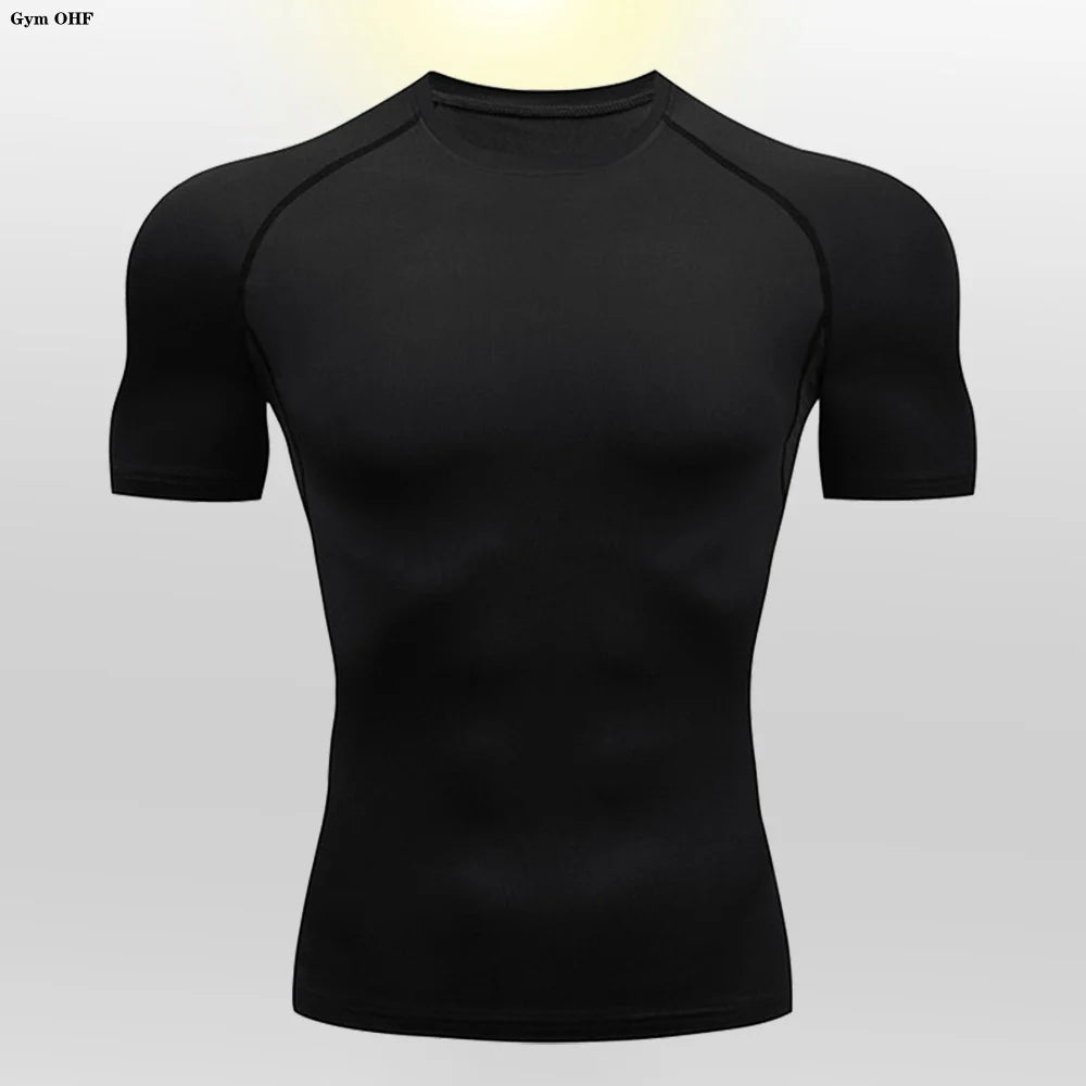 Gym Fitness T shirt Men's Short Sleeve Summer Boxing Jersey Legging Men Rashguard Compression Pants Quick Dry Tight T-shirts Men