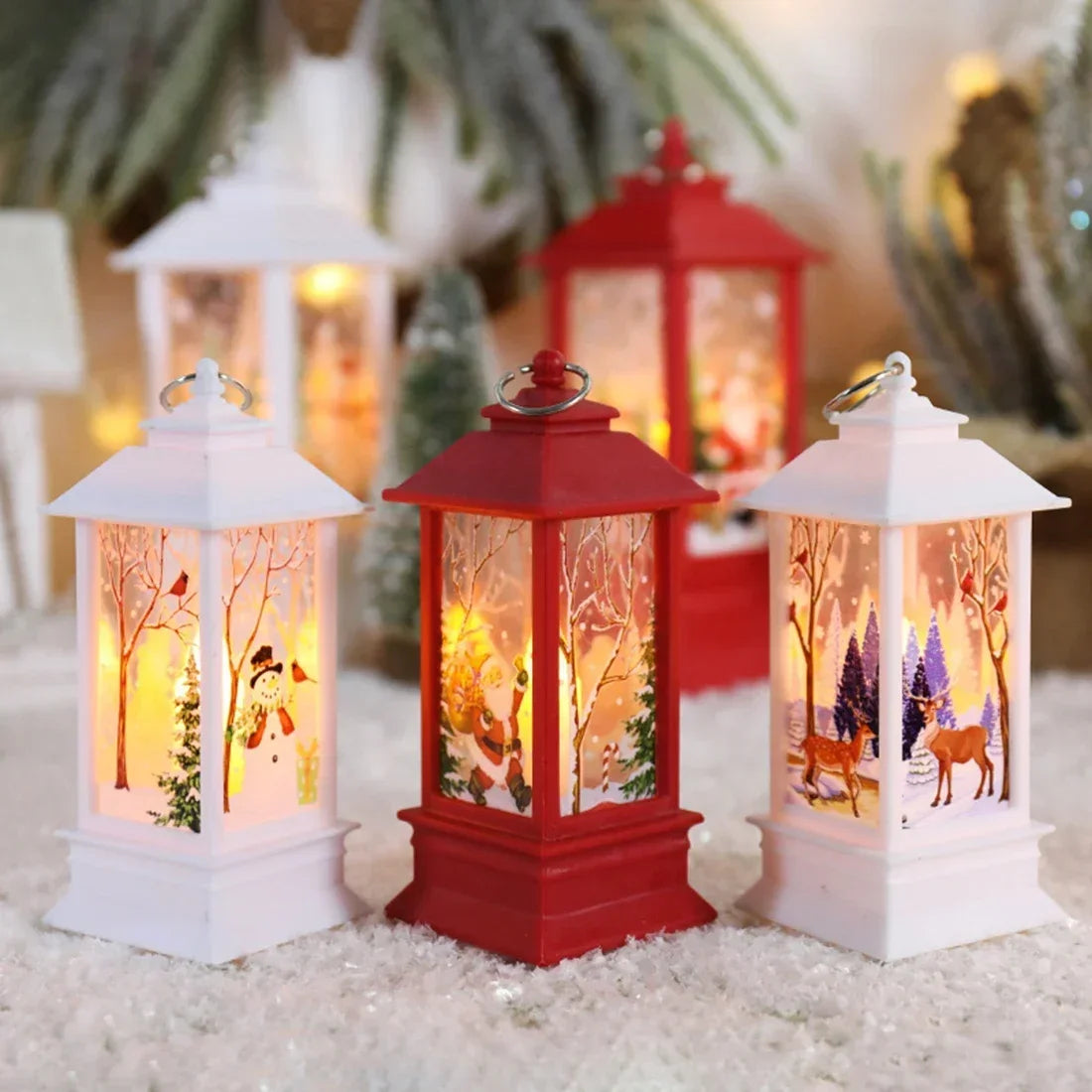 Christmas Home Decoration Products Xmas LED Lantern Candle Decorative Tea Lights Christmas Tree Hanging Ornaments Lights Gifts