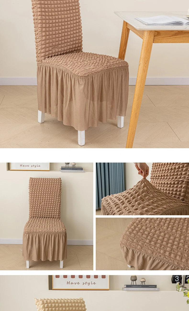 High Quality Seersucker Chair Cover For Dining Room Banquet Chair Slipcover Stretch Chair Skirt Elastic Wedding Chair Decoration