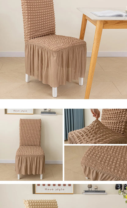 High Quality Seersucker Chair Cover For Dining Room Banquet Chair Slipcover Stretch Chair Skirt Elastic Wedding Chair Decoration